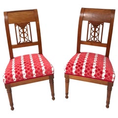 Antique Pair of Late Directoire Cherrywood Side Chairs