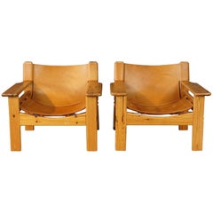 Pair of Leather Safari Chairs from Denmark, circa 1970