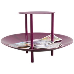 Powder-Coated Magazine Table and Catchall Deep Plum