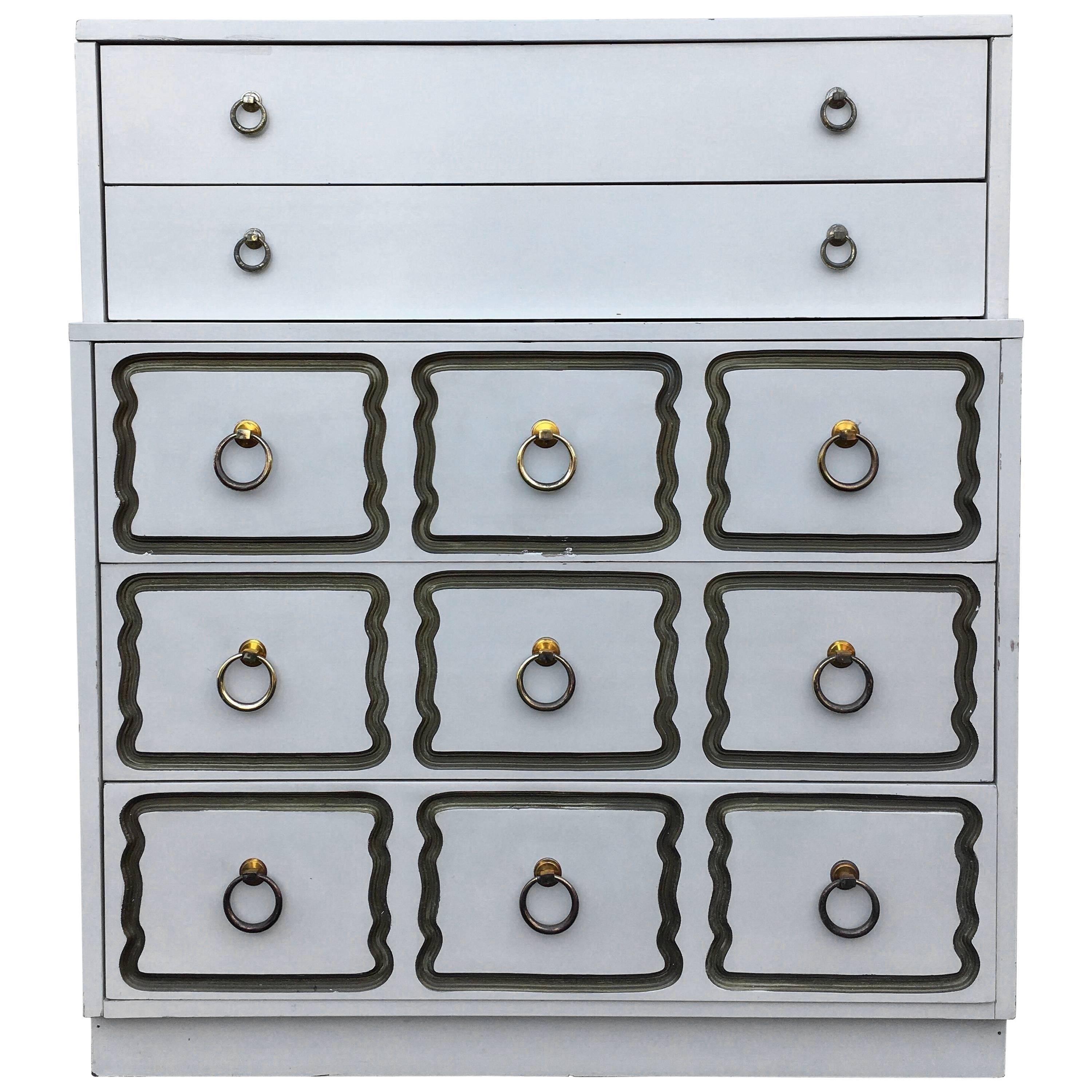 Dorothy Draper Espana Style Hollywood Regency Tall Chest of Drawers For Sale