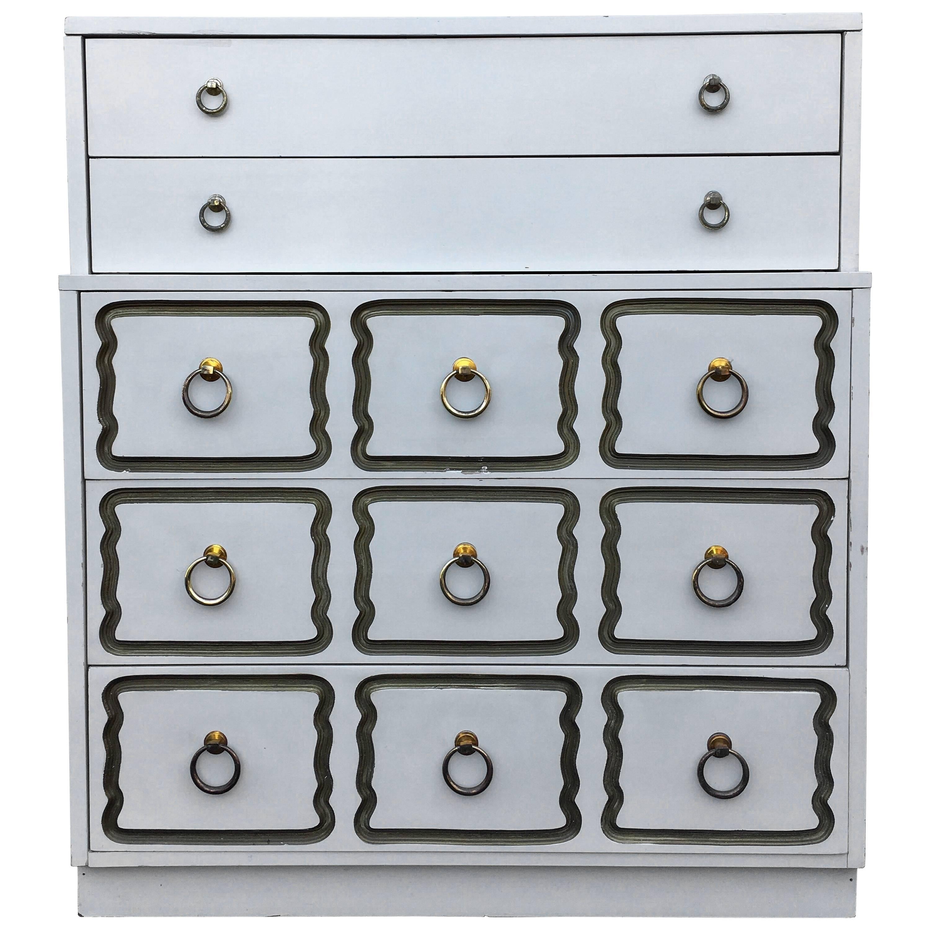 Dorothy Draper Espana Style Hollywood Regency Tall Chest of Drawers