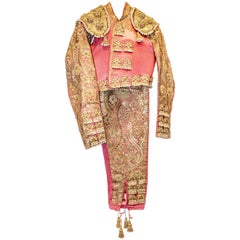 Mid-20th Century Folk-Art Gold and Pink Silk Spanish Matador Costume