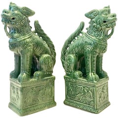 Pair of Contemporary Large Ceramic Glaze Foo Dog Sculpture