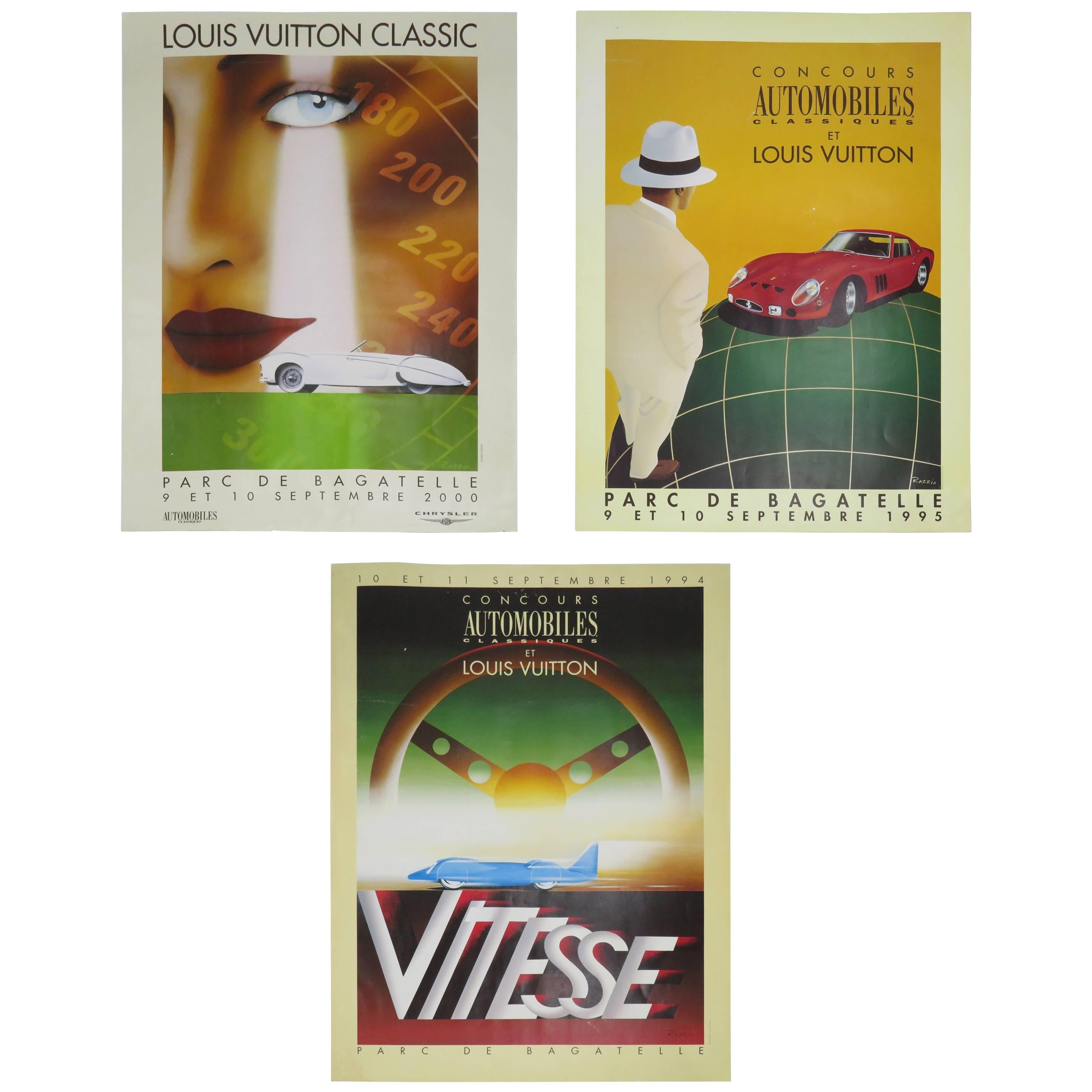 Set of Three Vintage Louis Vuitton Posters by Razzia For Sale