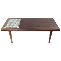 Danish Royal Copenhagen Ceramic Inlay Rosewood Coffee Table by Severin Hansen