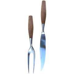 Jens Quistgaard Dansk Denmark Teak Carving Set Never Used with Box