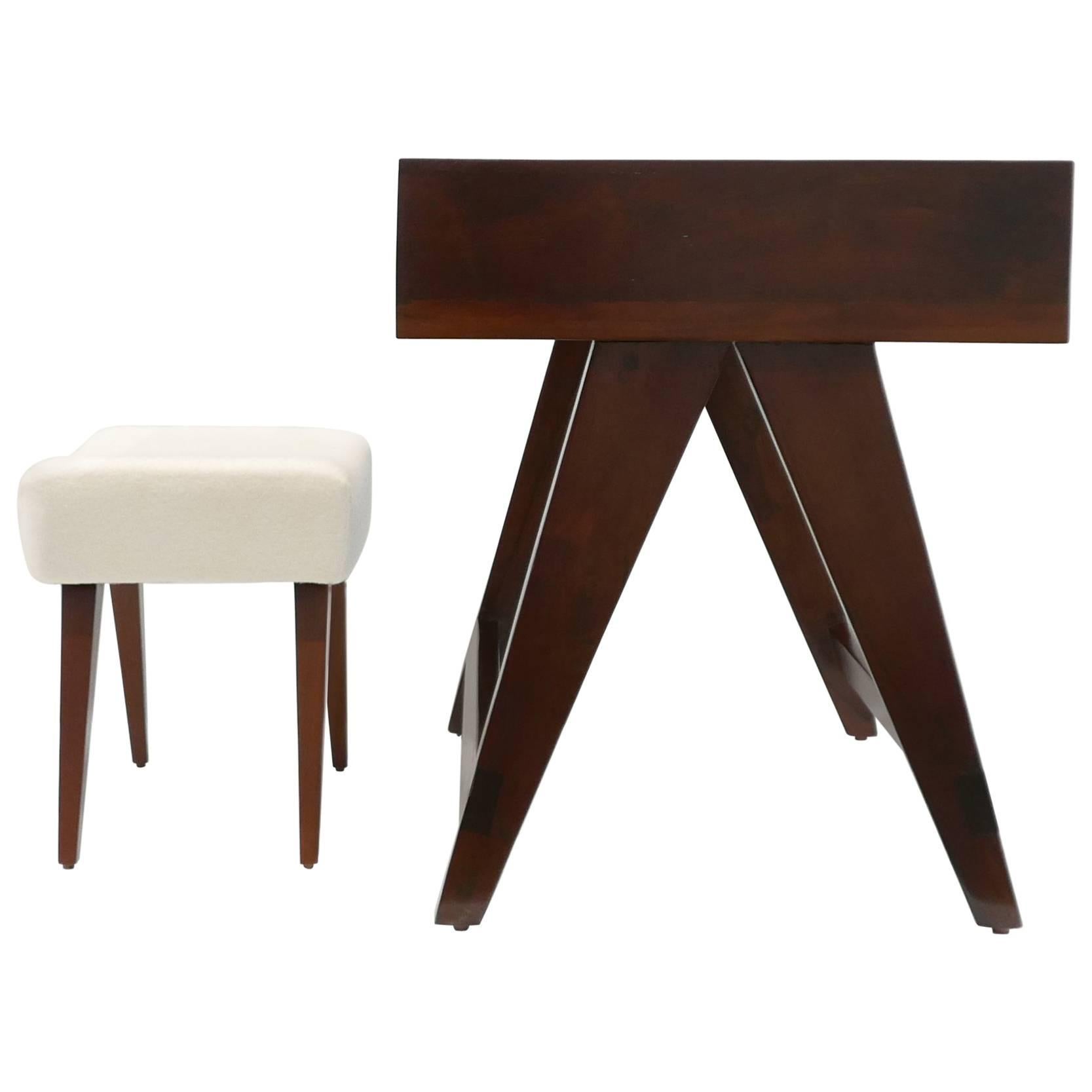 Pierre Jeanneret Desk and Stool from Chandigarh