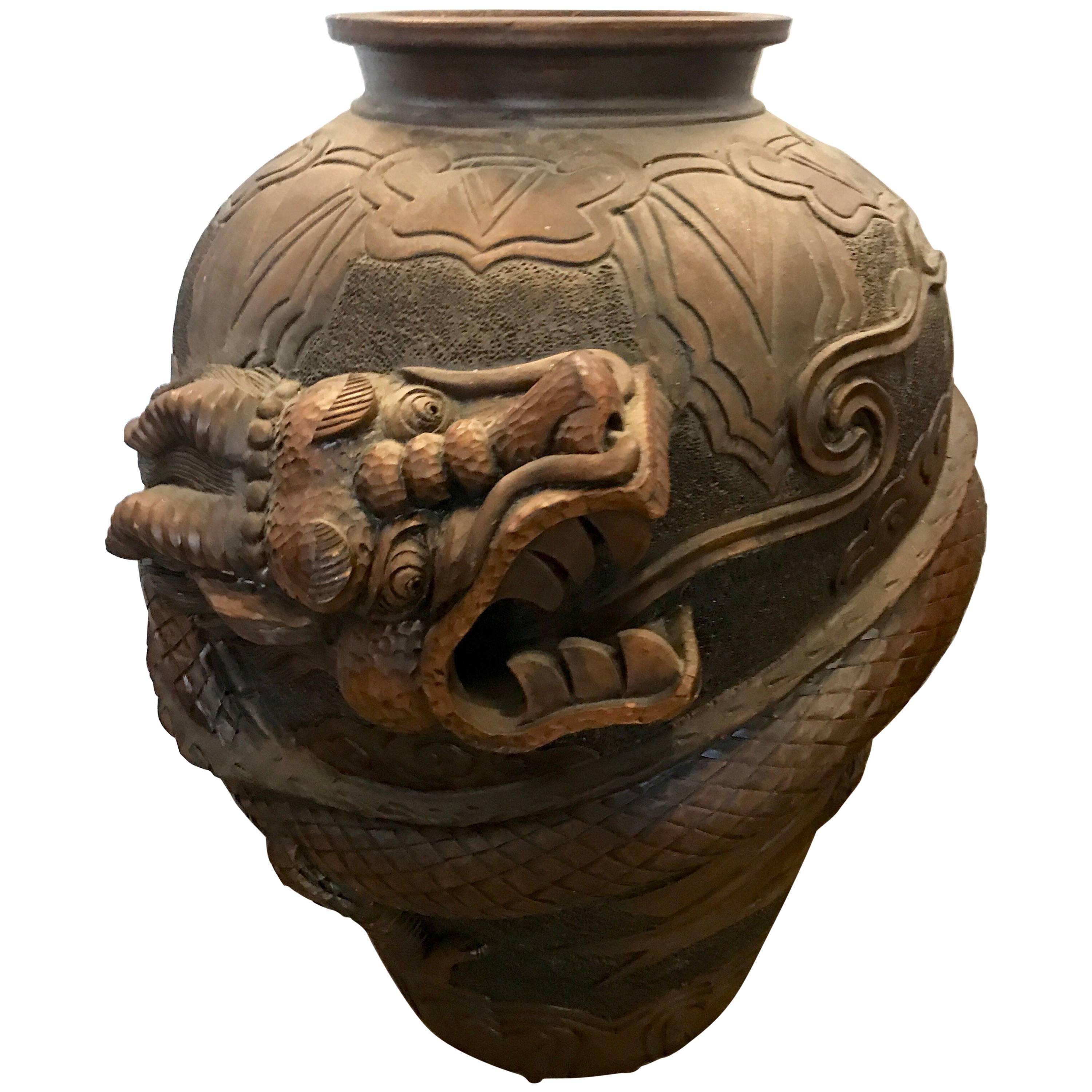 Chinese Terracotta Dragon Floor Vase For Sale at 1stDibs