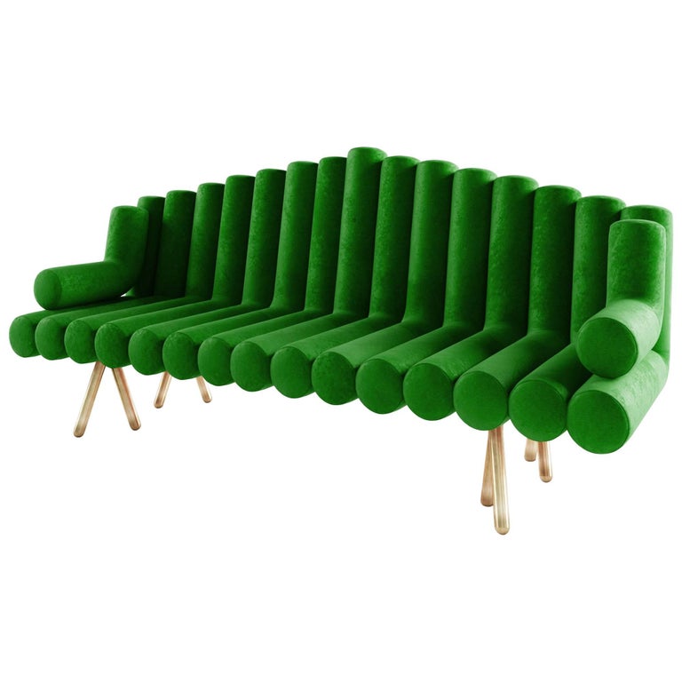 21st Century Custom Handmade Contemporary Velvet And Solid Brass