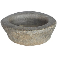 Antique Bowl from India in Gray/Black Stone