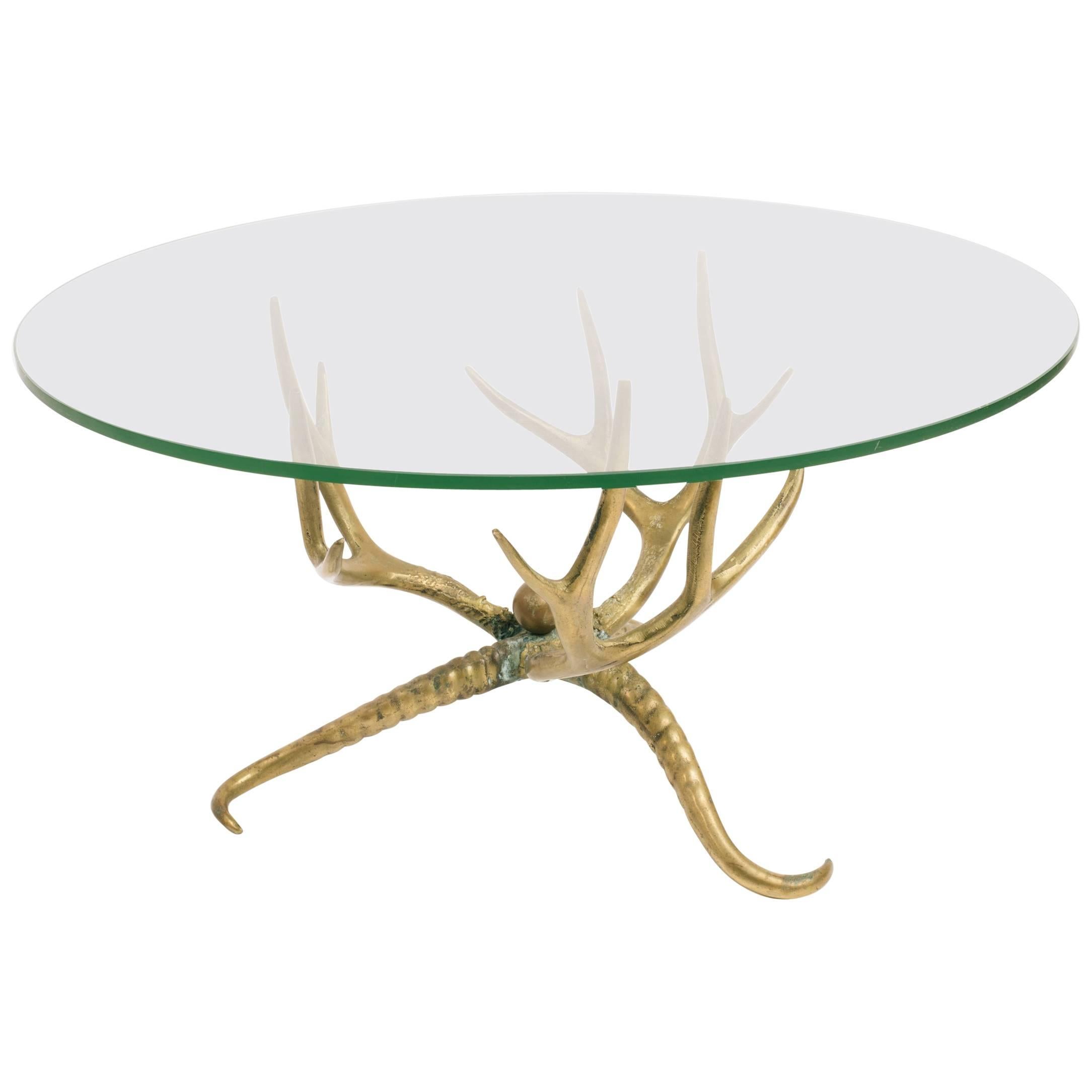1960s Brass Antler Coffee Table