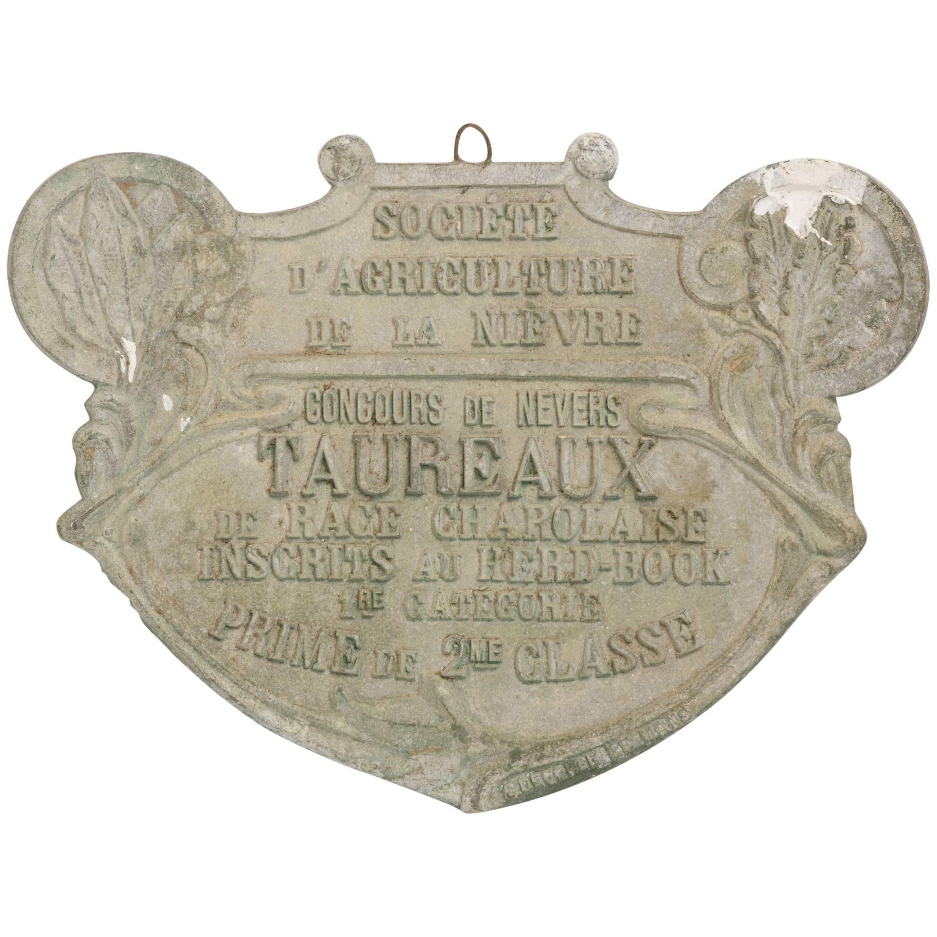 1940s French Bull Plaque 
Trophy
