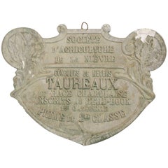 1940s French Bull Plaque 'Trophy'