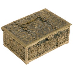 1880s English Brass Gothic Box with Handle