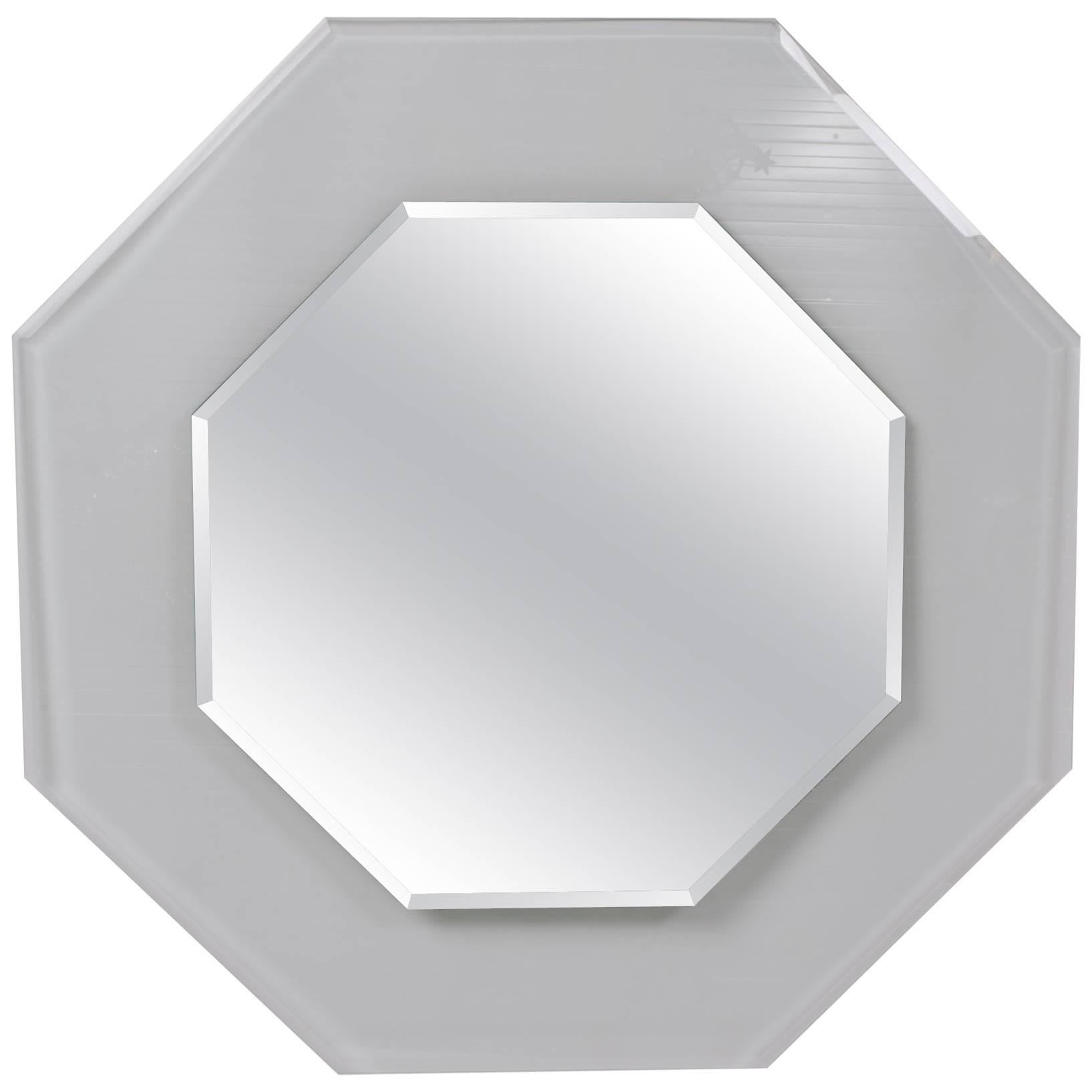 1970s Octagonal Beveled Glass Mirror For Sale