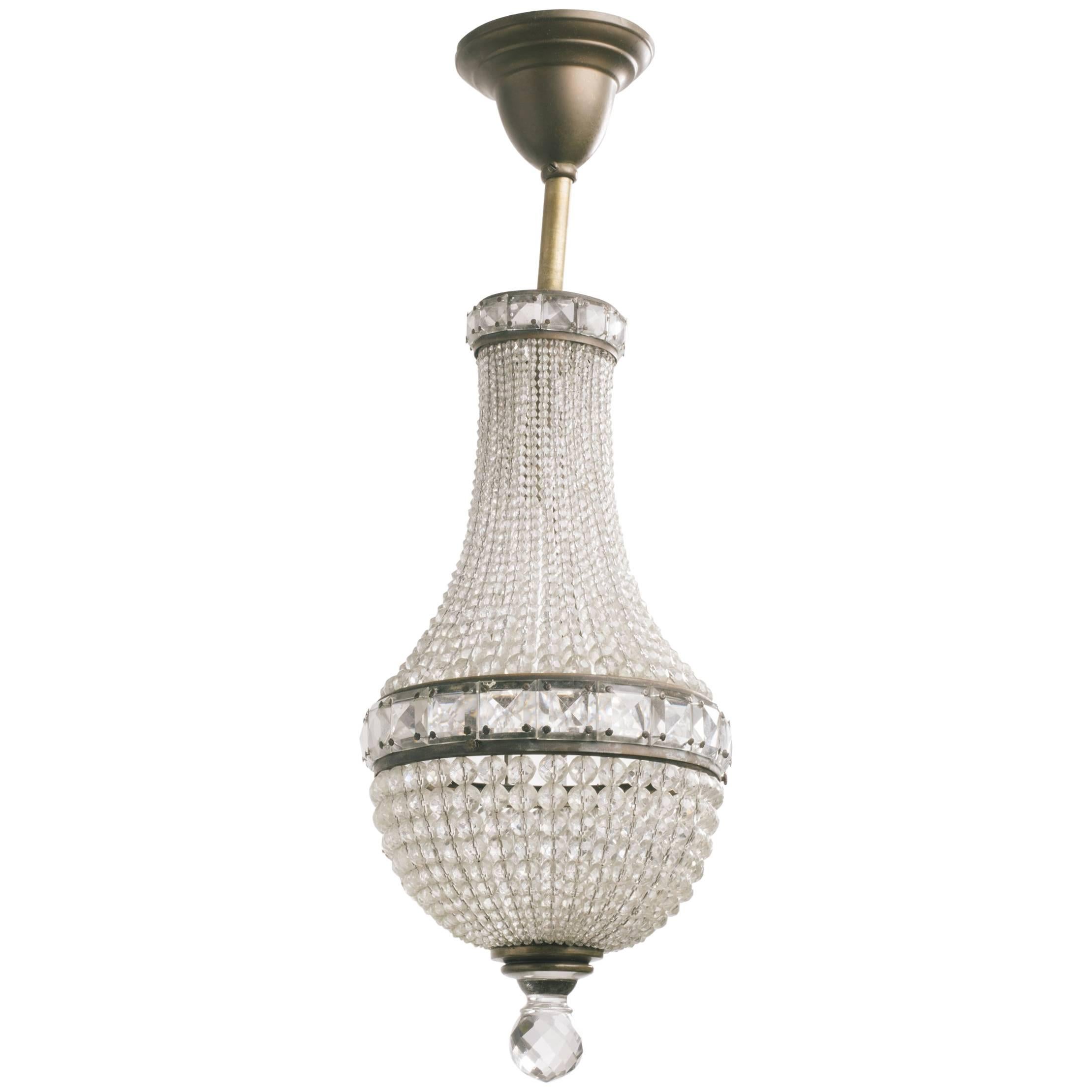 1950s Czechoslovakian Beaded Crystal Chandelier