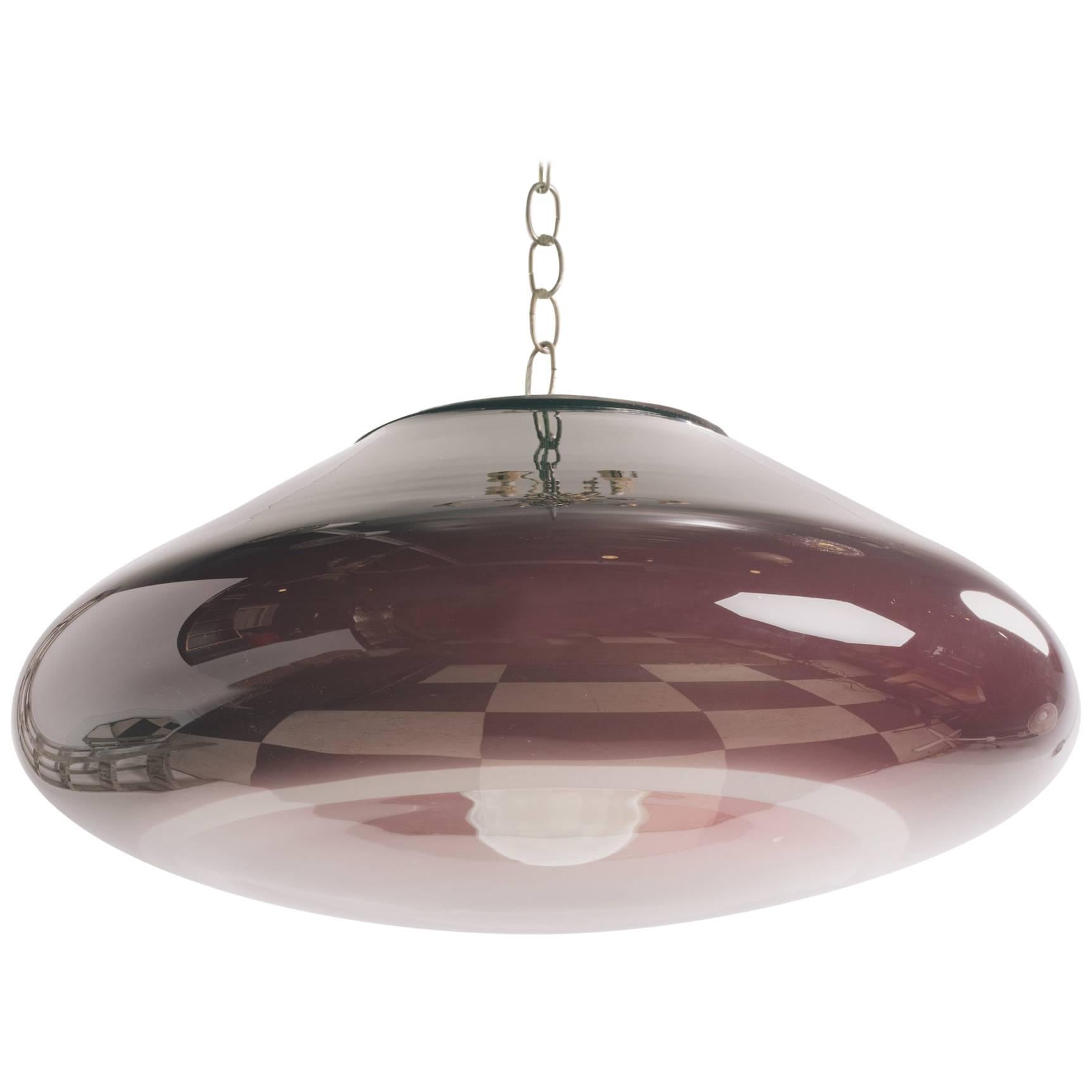 Lampadario italiano anni '80 in vetro viola