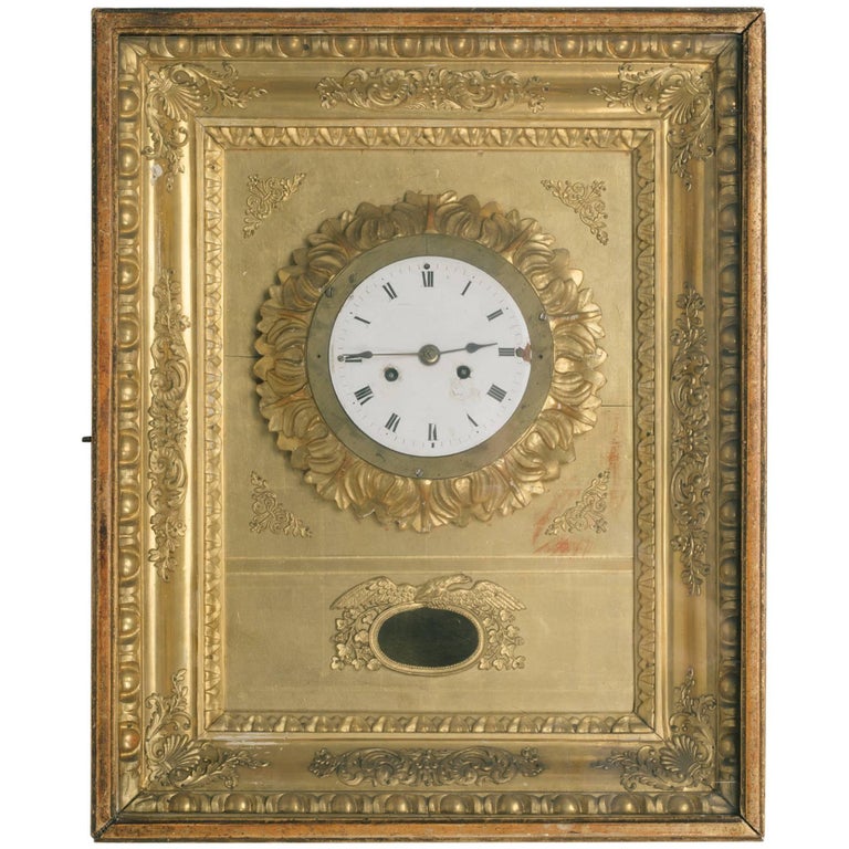 19th Century French Gilt Wall Clock at 1stDibs