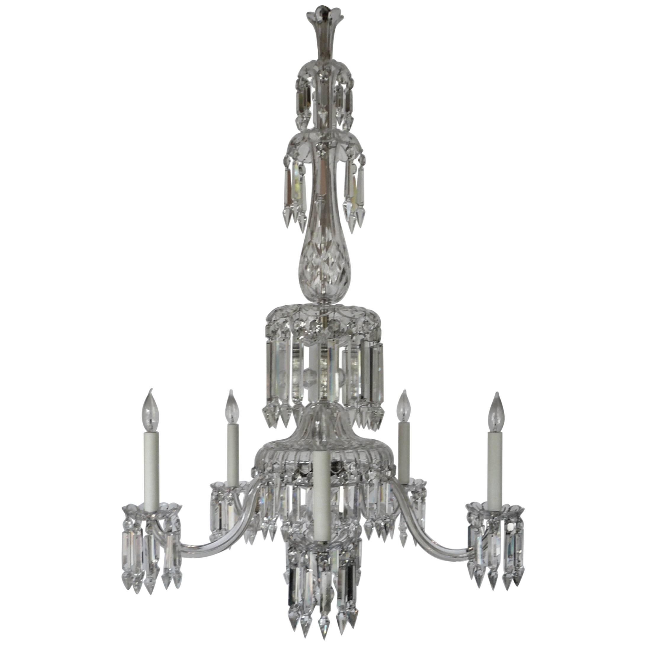 19th Century English Cut Crystal Chandelier by Renowned Maker F&C Osler