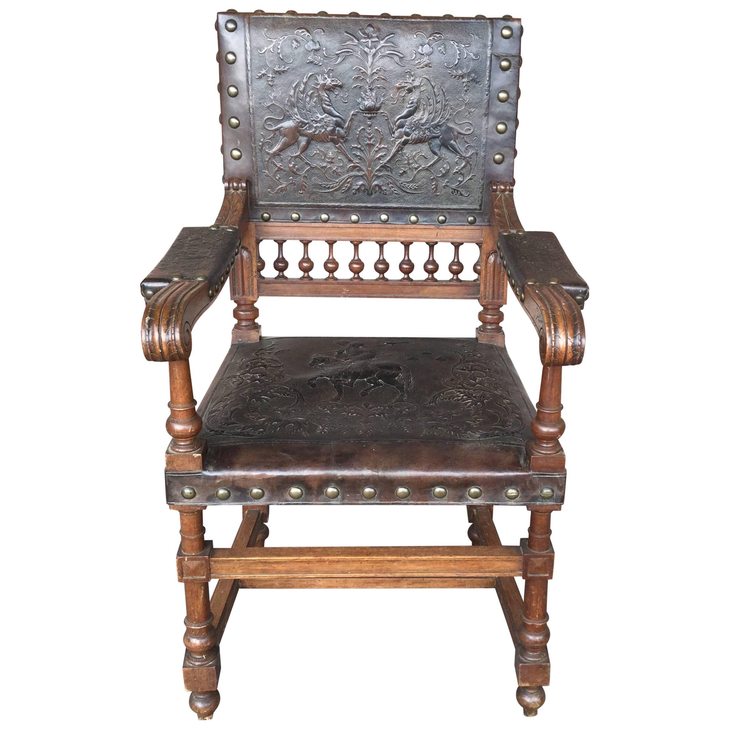 Turn of the Century Tooled Leather Armchair