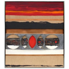 1970s Mix Metal Artwork on Canvas