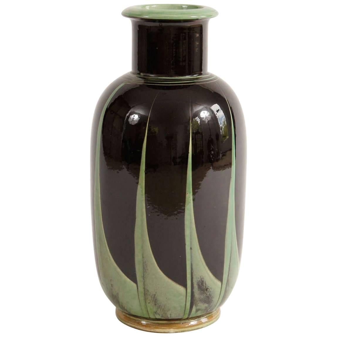 Large Herman A. Kähler Art Deco Vase or Lamp Base, 1930s For Sale