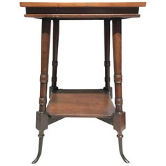 Cherrywood Side Table with Splayed Bronze Feet in Hunzinger or Lejambre Style