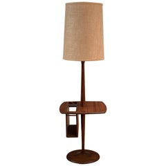 Midcentury Walnut Laurel Floor Lamp with Magazine Rack