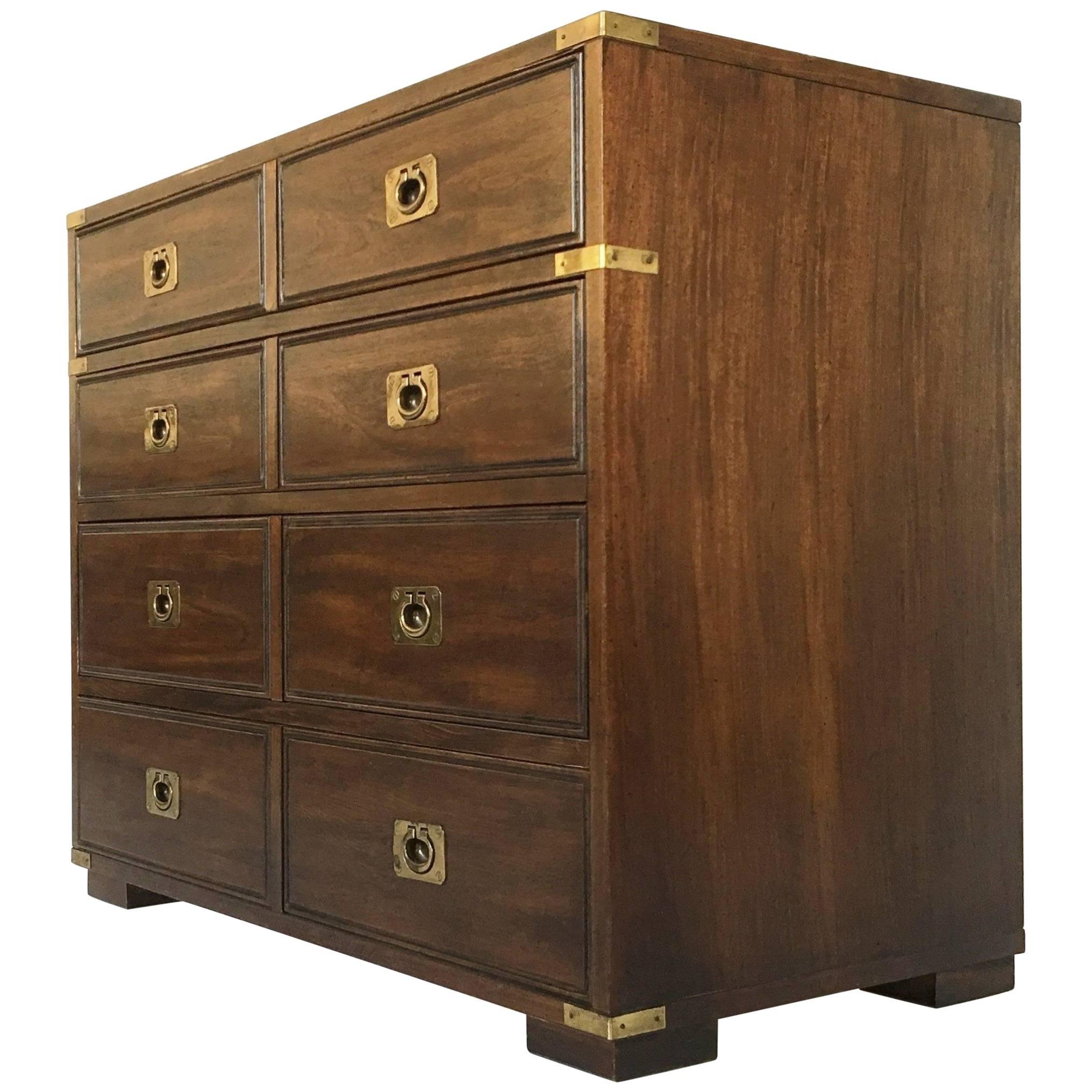 Vintage Four-Drawer Campaign Bachelors Chest For Sale