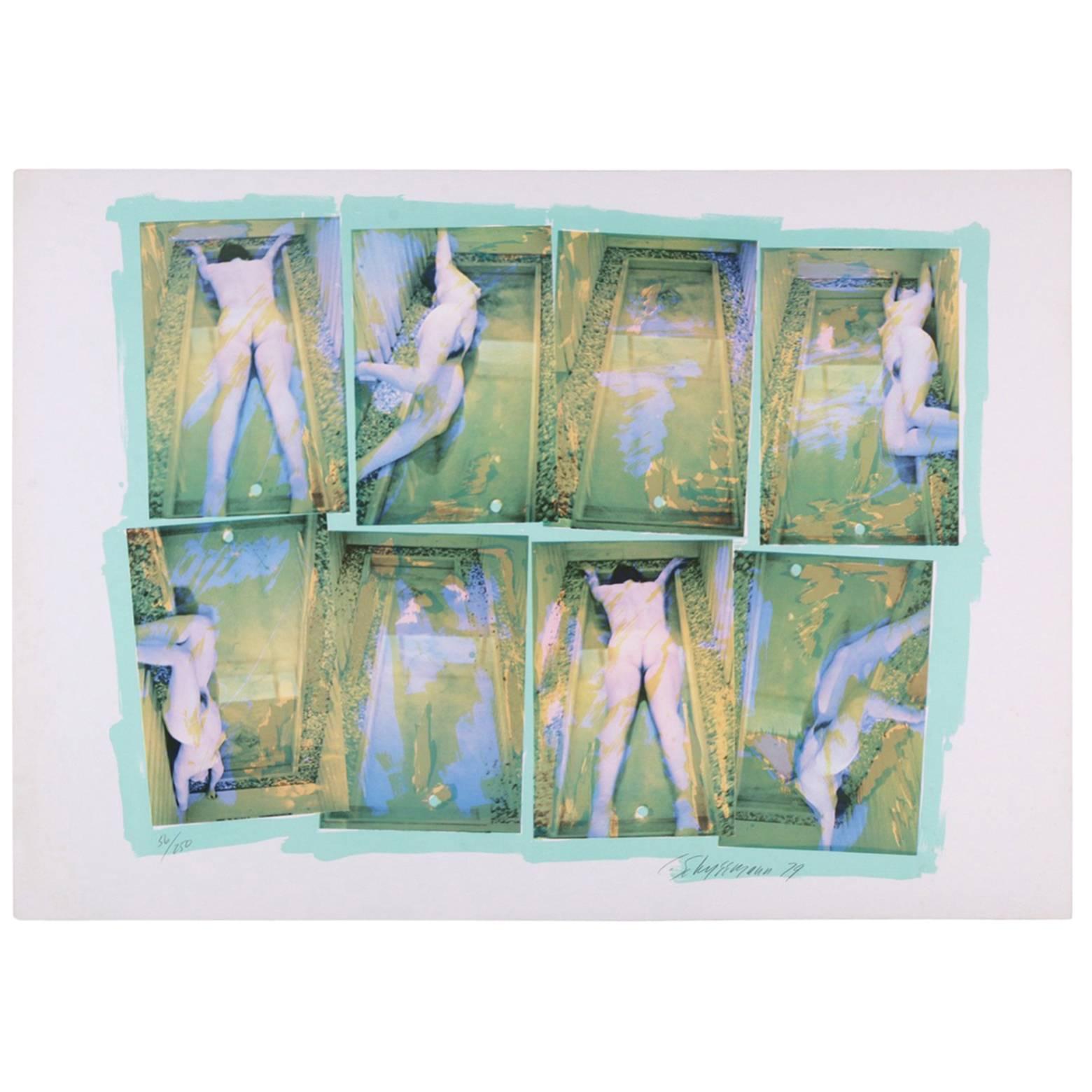 Carolee Schneemann Kinetic Feminist Artwork, Original 1979, Aqua, Violet 56/250 For Sale