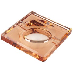 French Art Deco Copper Mirror Glass Cigar Ashtray Desk Tidy by Jean Luce, 1930s