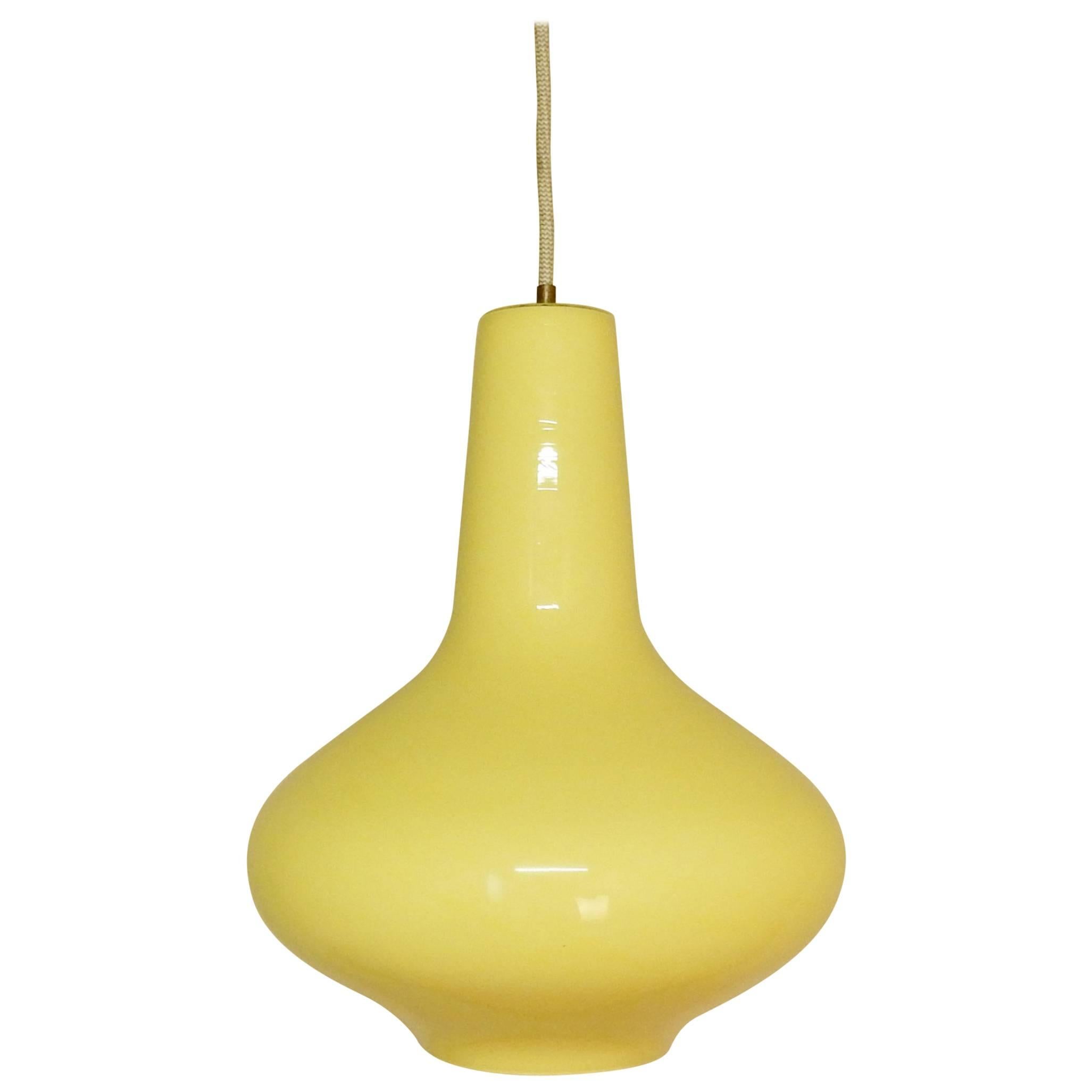 Soft Yellow Glass Pendant Light by Massimo Vignelli for Venini. Italy, 1960s
