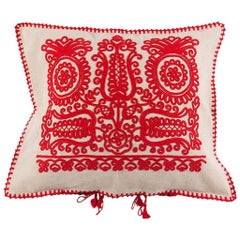 Made to Order Transylvanian Embroidered Red Cushion Cover