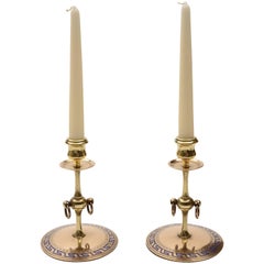 Antique Pair of Victorian Brass/Bronze Candlesticks, circa 1880