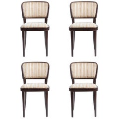Four Original Dining Chairs by Thonet in Original Vintage Fabric, 1940