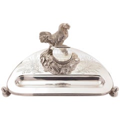 Victorian Novelty Silver Plated Ink Stand, circa 1880