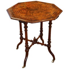 Antique Victorian Inlaid Walnut Wine Table