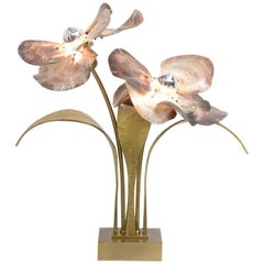 Brass Flower Table Lamp by Willy Daro