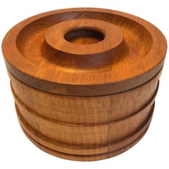 Jens H. Quistgaard Teak Ice Bucket with Lid and Plastic Inside, 1960s, Denmark