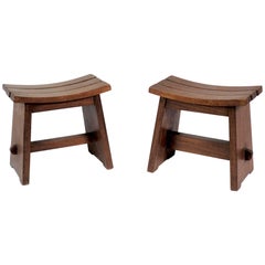 Pair of Modernist Stools in Solid Teak, 1950 Pair of Modernist Stools in Solid Teak, 1950