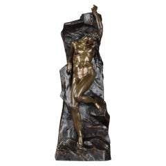 19th Century Bronze Andromeda Chained to the Rock After Jules Franceschi