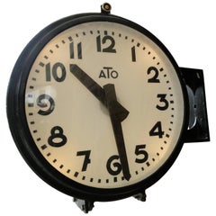 Retro French Ato Brillie Station Railway Clock Factory Industrial Double Side