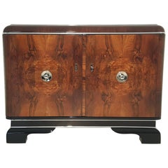 Walnut Commode with Chrome Handles