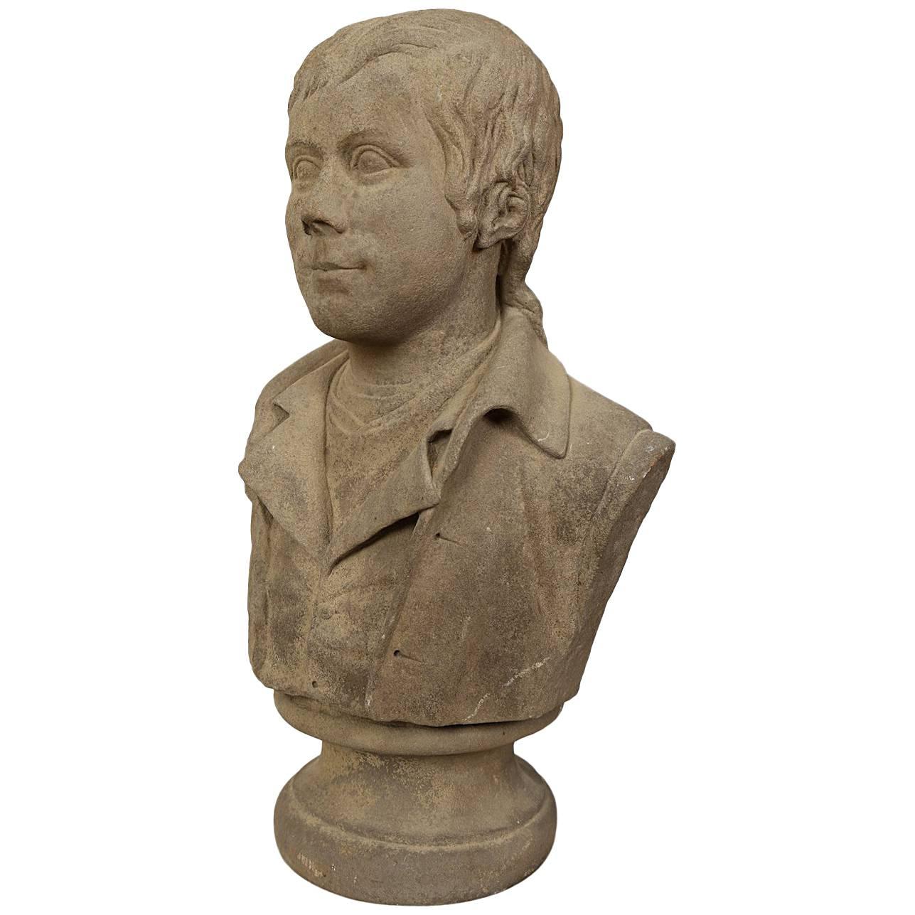 Stone Bust of the Scottish Author Robert Burns, English, 19th Century For Sale