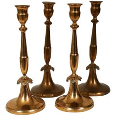 Set of Four Empire Brass Candle Holders, Sweden, circa 1830