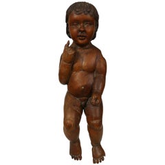 Wooden Sculpture of Jesus as a Child, Symbolic Gesture, France 18th Century