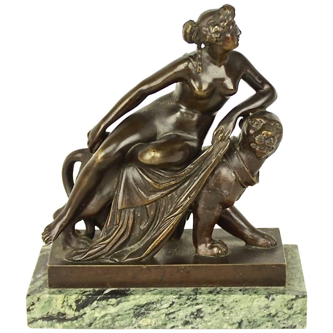 Kleine Bronzeskulptur 'Ariadne reitet auf einem Panther' nach Dannecker