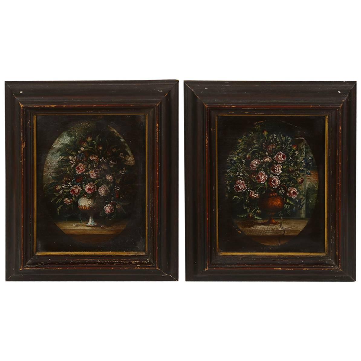 Two Similar Still Lifes, Floral Motive, Italian, Late 19th Century