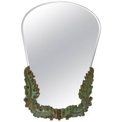 1930s Art Deco Leaves Faceted Wall Mirror, Pottery, Austria, 1930s