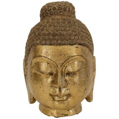 Carved Stone Gilt Buddha Head